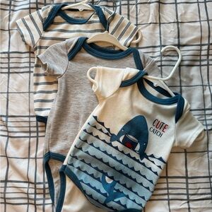 Cute Baby Onesies Set with Shark Design